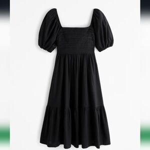 The A&F Emerson Linen-Blend Puff Sleeve Midi Dress - Size Small